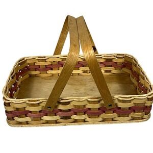 Silver Dollar City Missouri Hand crafted Wooden Basket 16" With Handles